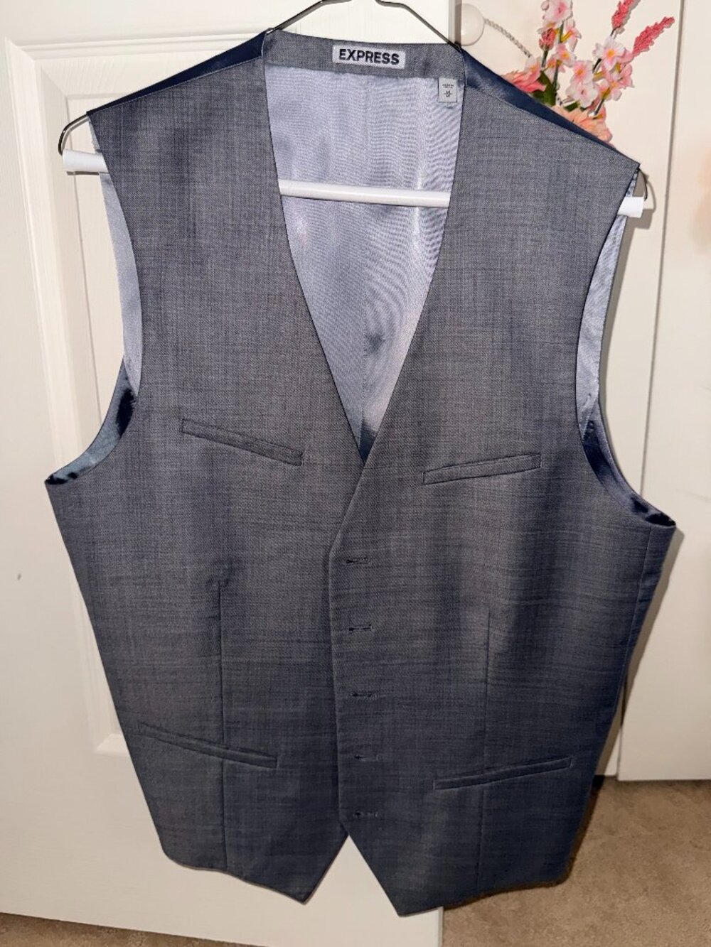 Express Photographer Men's Gray Slim Fit Dress Pants 32/32 & Matching Vest Med